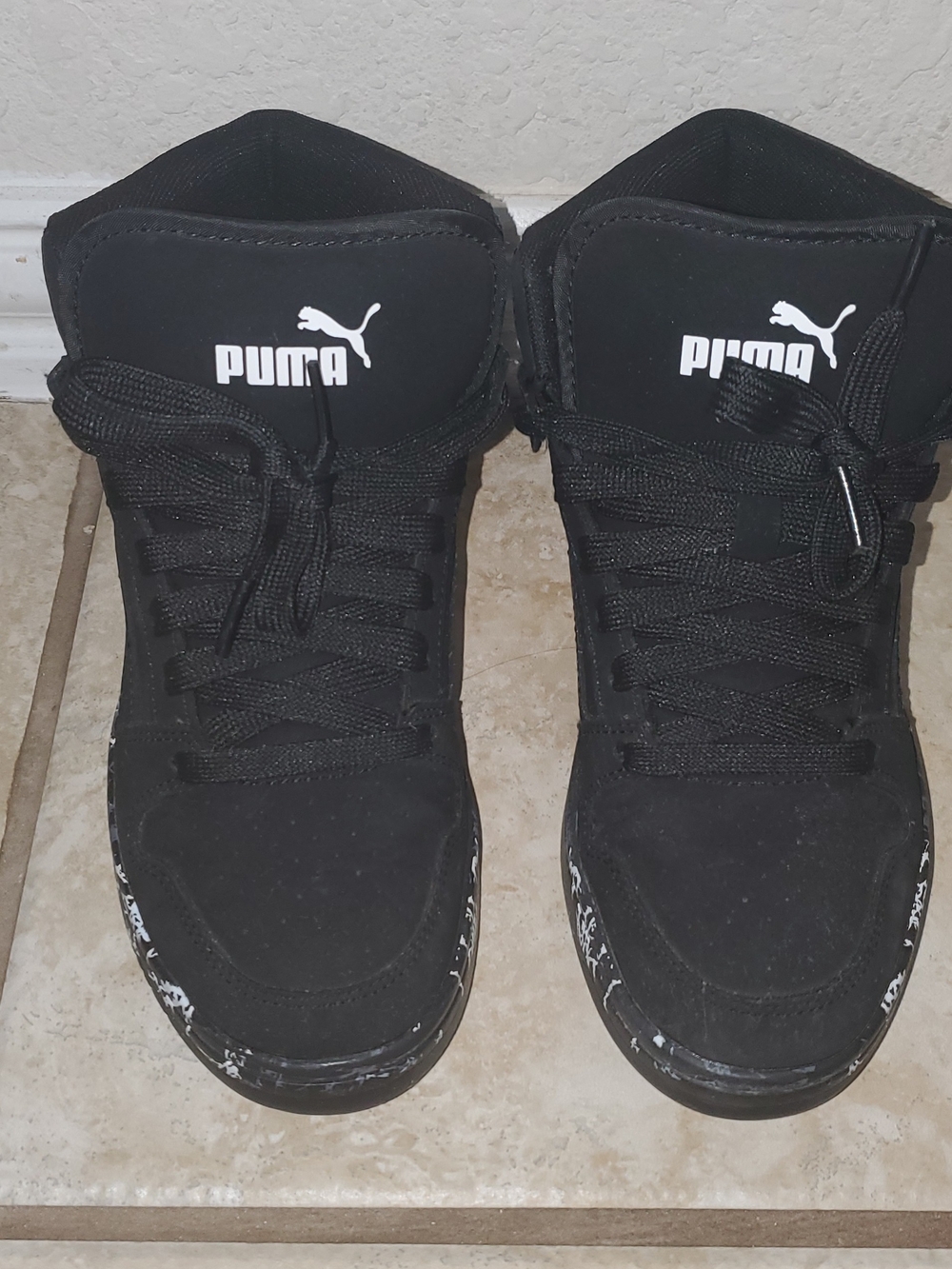 Puma Boys' Black High-Top Lace-Up Sneakers